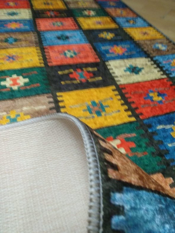 Elenist Otantik Desenli Kaydırmaz Taban Halı Kilim Yolluk - 4