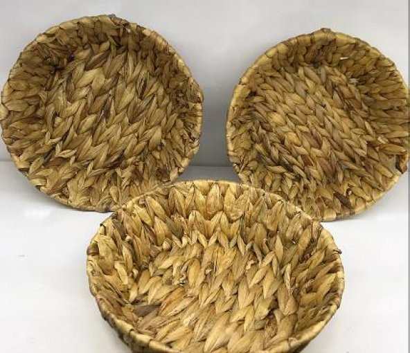Dekoratif Hasır Yuvarlak Çok Amaçlı (Ekmek,toka)Sepeti (24x24cm)