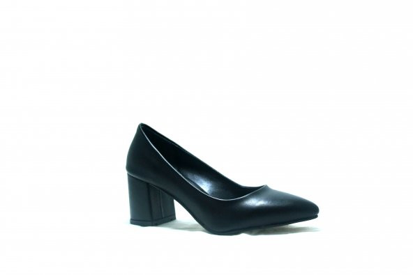 Serrace 1453 Siyah Cilt Bayan Topuklu Ayakkabı