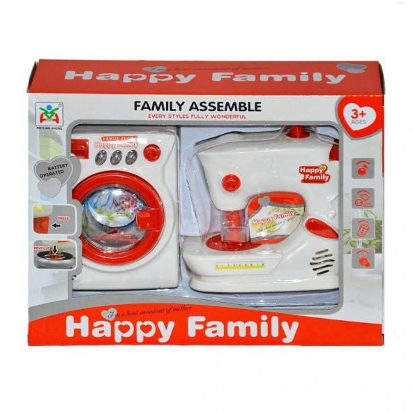 Happy Family Oyuncak Pilli Dikiş ve Çamaşır Makinesi