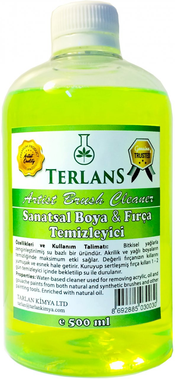 TERLANS Yağlı Boya Seti Yardımcı Malzemeler 3 x 500 ml Kokusuz Terebentin Keten Yağı Boya Fırça Temizleyici - 2