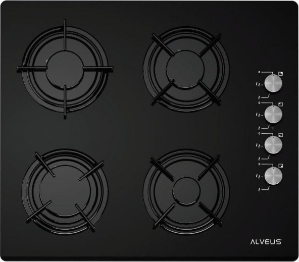 Alveus Ankastre Cam Ocak Doğalgazlı Siyah GLS 640 CS