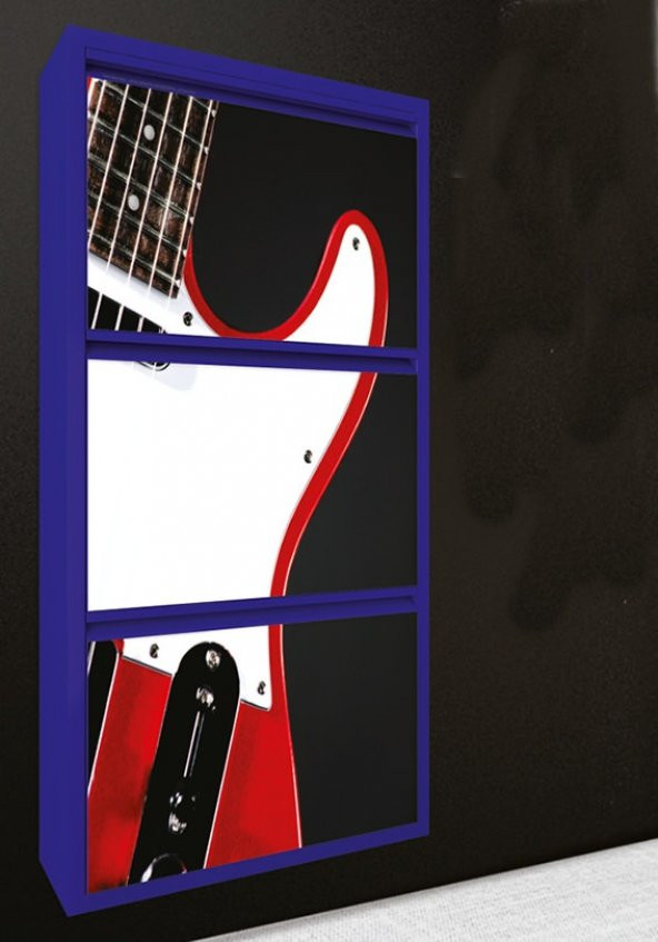 EvBox 3lü Gitar Baskılı Metal Ayakkabılık FA-050