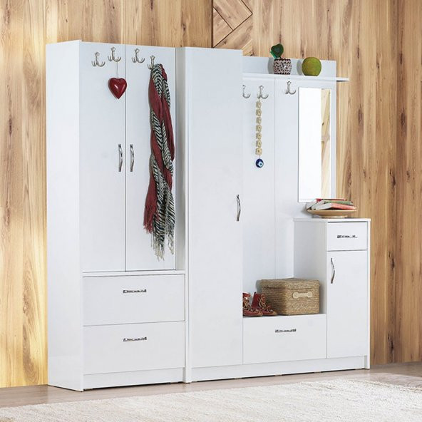 Ev Şehri - Beyaz Vestiyer Portmanto Ayakkabılık ev-348345 - 2
