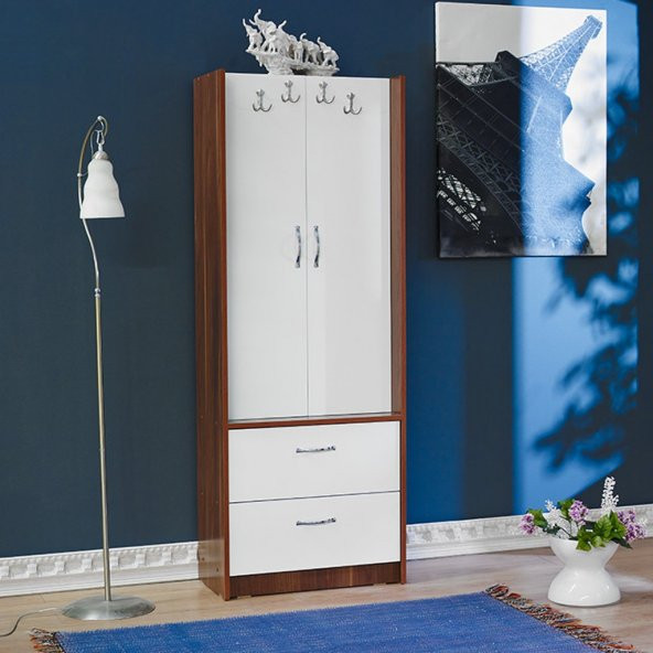 Ev Şehri Ceviz Beyaz Vestiyer Portmanto Ayakkabılık ev-348 - 2
