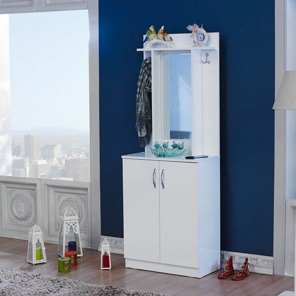 Ev Şehri Beyaz Vestiyer Portmanto Ayakkabılık ev-346 - 2