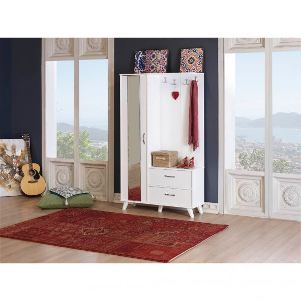 Beyaz Vestiyer Portmanto Ayakkabılık ev-342 Ücretsiz Kargo - 2