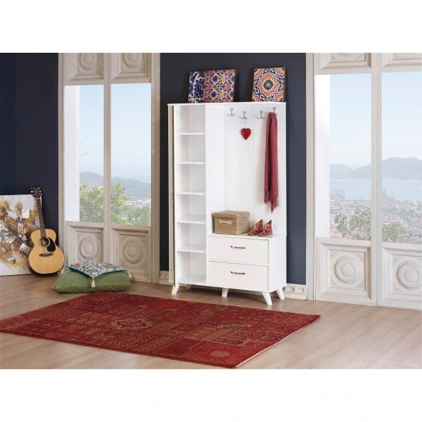 Beyaz Vestiyer Portmanto Ayakkabılık ev-342 Ücretsiz Kargo - 3