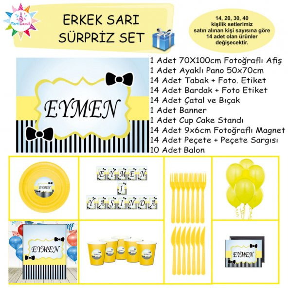 Siyah Papyon Konsept Sürpriz Parti Set