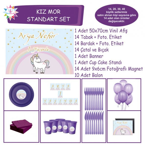 Parti Süsleri Seti Unicorn Standart Set | Parti Çocuk