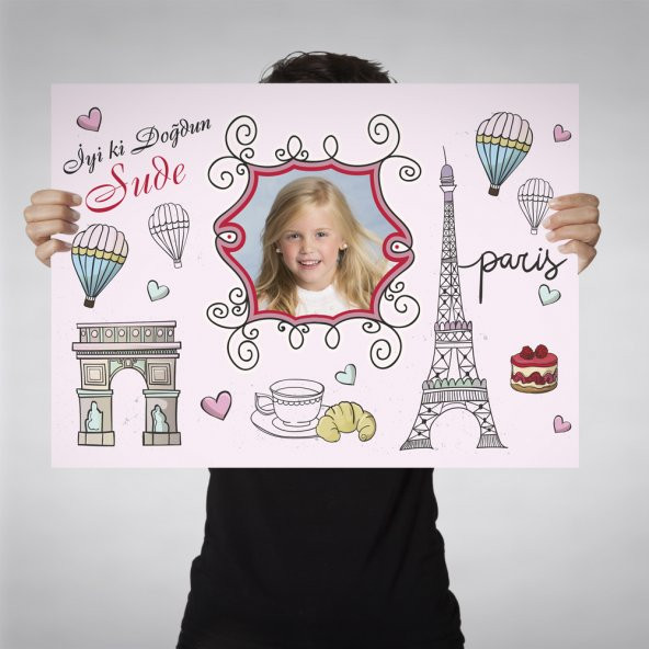 Doğum Günü Yetişkin Kız Çocuğu Paris Afiş 10 Farklı Model