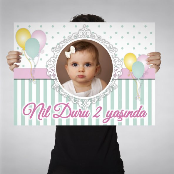 Kız Çocuğu Doğum Günü Afiş 1 Yaş Doğum Günü