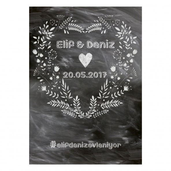 Düğün Ayaklı Pano Katlanmaz Kişiye Özel Resimli İsimli - 4