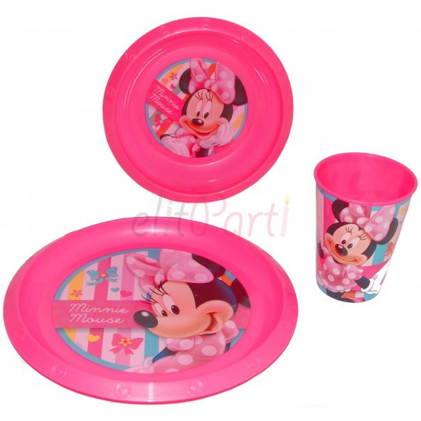 Minnie Mouse Yemek Takımı 3lü Plastik
