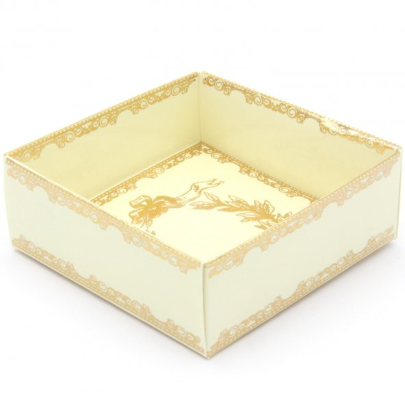 Krem Altın Lüx Hediyelik Kutu 8x8x3 (50 Adet)