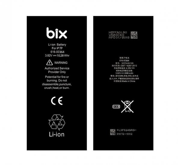 Bix Apple iPhone 7 Plus için 3300mAh Batarya Pil