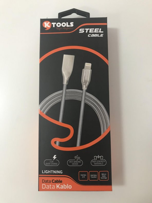 Ktools Metal 2A 1M Apple İphone Lightning Şarj Kablosu Hızlı Şarj - 3