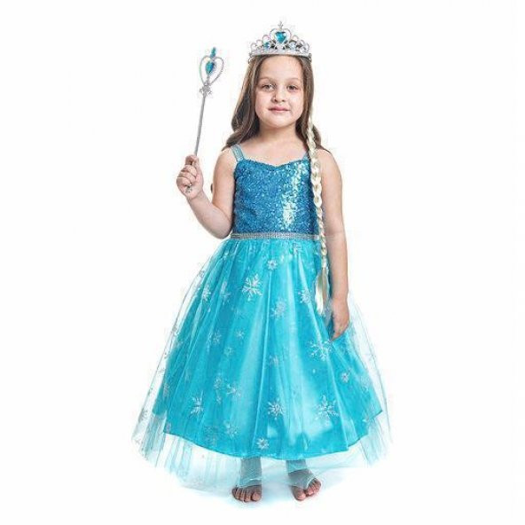 Elsa Kostümü - Pelerinli Elsa Kostümü Elsa Kostüm - Frozen Kostüm - Resim 4