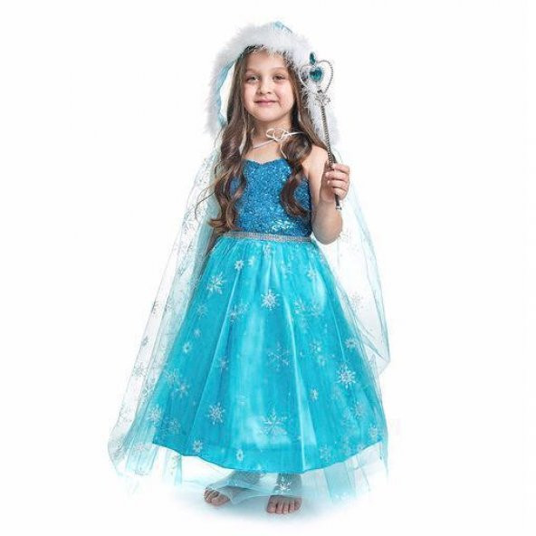 Elsa Kostümü - Pelerinli Elsa Kostümü Elsa Kostüm - Frozen Kostüm - Resim 9