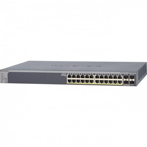 NETGEAR 24 Portlu 10/100/1000 Gigabit 4 dedicated SFP port, 24 Port PoE+ (384W) GS728TPP-100EUS