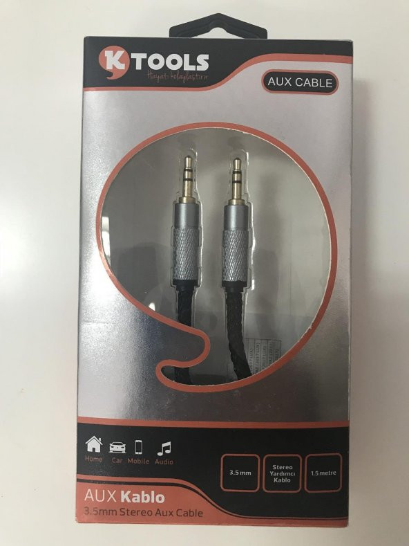 Ktools AUX Jack 1,5 M Kablo Stereo 3,5 mm Jak Girişi Ses Kablosu - 2