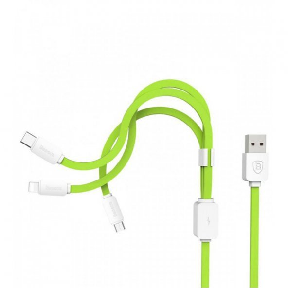 Baseus String serisi Micro USB+Lightning+Type-C Kablo Çim Yeşili