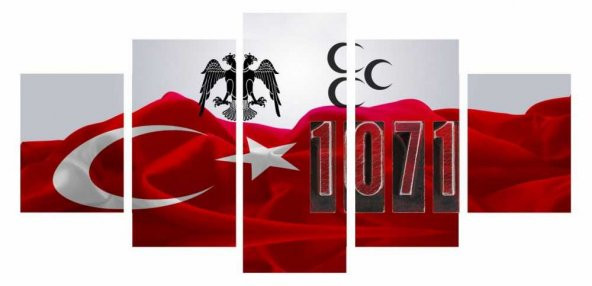 5 Parça Ay Yıldız - Selçuk Kartal Temalı Kanvas Tablo - 2