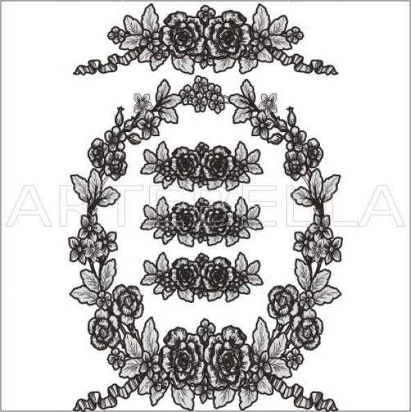 Artebella Büyük Dantel Kolay Transfer 1765v Açık Zemin 23x34cm