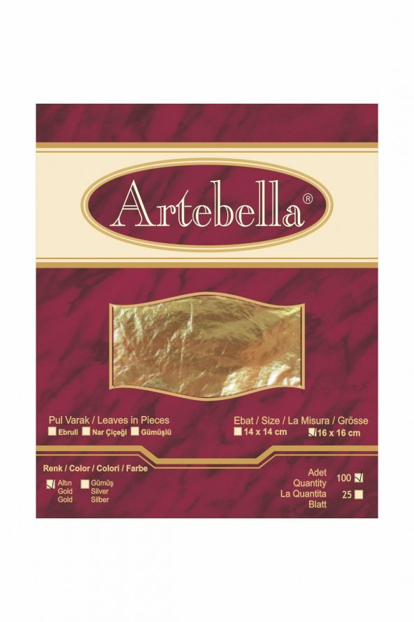 Mva100 Artebella Metal Varak Altın 16x16 Cm 100 Adet - 3