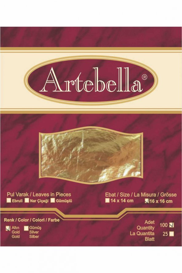 Mva100 Artebella Metal Varak Altın 16x16 Cm 100 Adet - 2
