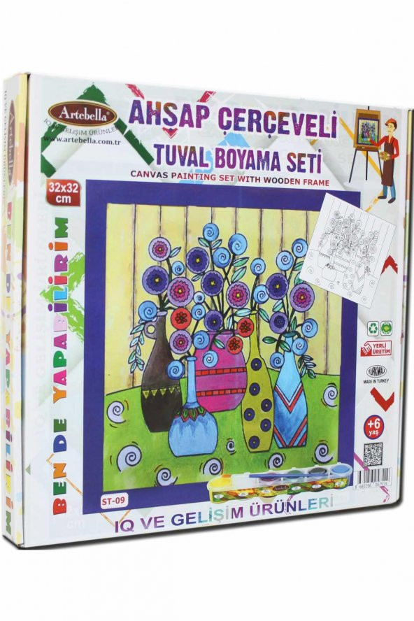 09 I Eğitici Ahşap Çerçeveli Tuval Boyama Seti + 6 Yaş 32x32 cm - 4