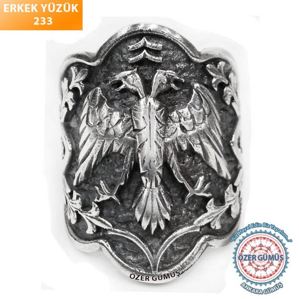 Zihgir Okçu Yüzüğü.Ertuğrul Yüzüğü. Çift Başlı Kartal Yüzük - 2