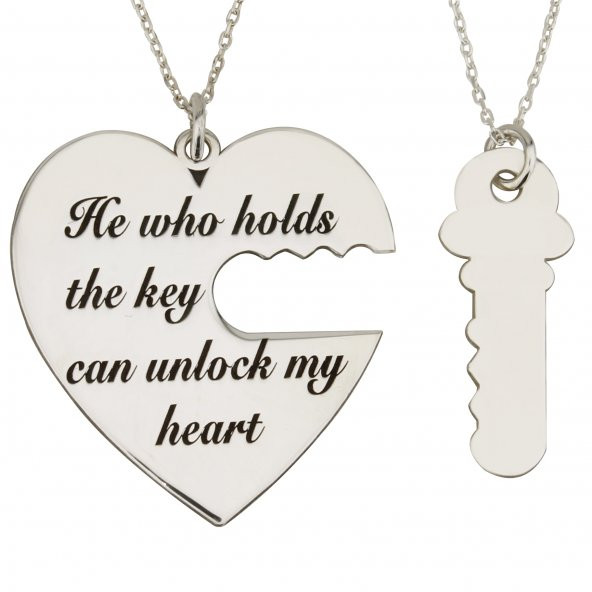 Anahtarlı Kalp Kolye Anahtar Kalp Kolye Gümüş Anahtarlı Kolye