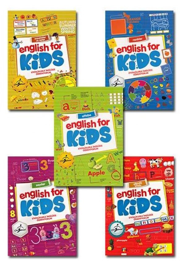 English For Kids / Çocuklar İçin İngilizce Etkinlik ve Aktivite Seti  - 5 Kitap