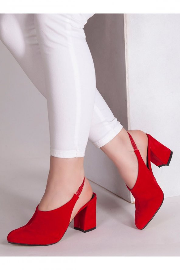 Bonita Kırmızı Süet Topuklu Ayakkabı