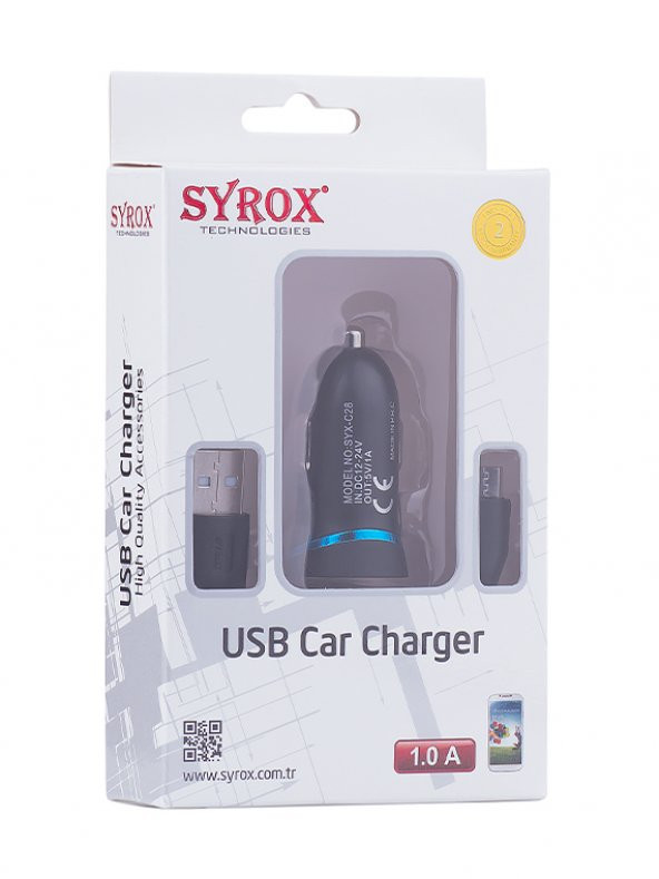 Syrox C28 Araç Şarj Aleti Micro USB Kablo Set 1.0A Beyaz - 2
