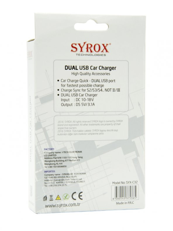 Syrox C32 Metal Araç İçi Şarj Adaptörü ve Micro USB Kablo Set 3.1A Füme - 2