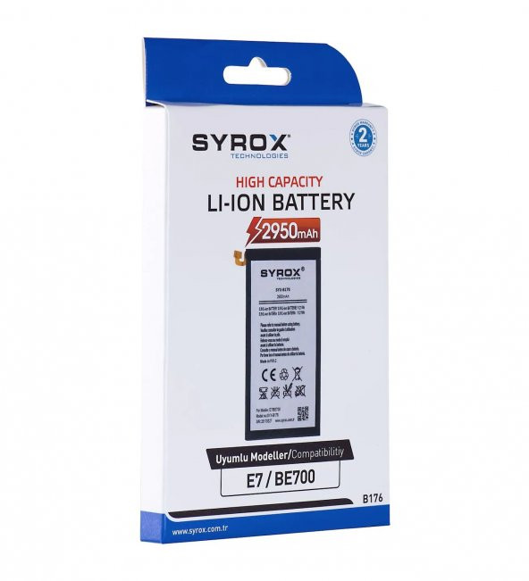 Syrox Samsung Galaxy E7 (E700) Batarya 2950 mAh B176 - 2