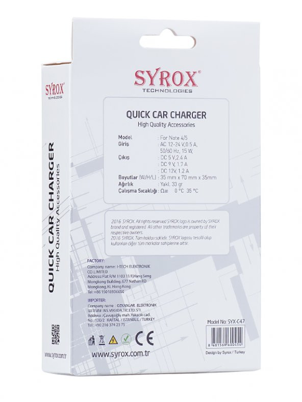 Syrox C47 Araç Şarj Aleti Micro USB Kablo Set 2.4A Beyaz - 4