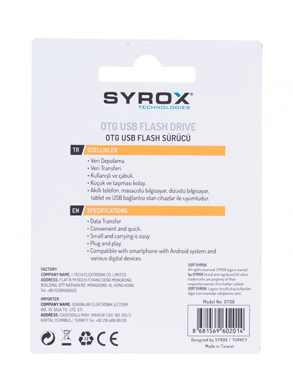 Syrox OTG8 Micro USB + USB Flash Bellek OTG 8GB - 2