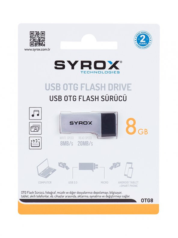 Syrox OTG8 Micro USB + USB Flash Bellek OTG 8GB - 3