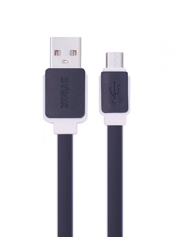 Syrox C63 Micro USB Şarj ve USB Data Kablosu Yassı 2.0A 1.2mt Siyah