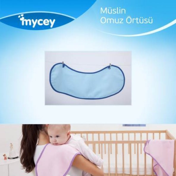Mycey Müslin Omuz Örtüsü / Bebe Önlüğü - Mavi
