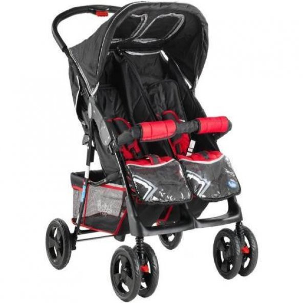 Babyhope P-L İkiz Bebek Arabası - Kırmızı Siyah
