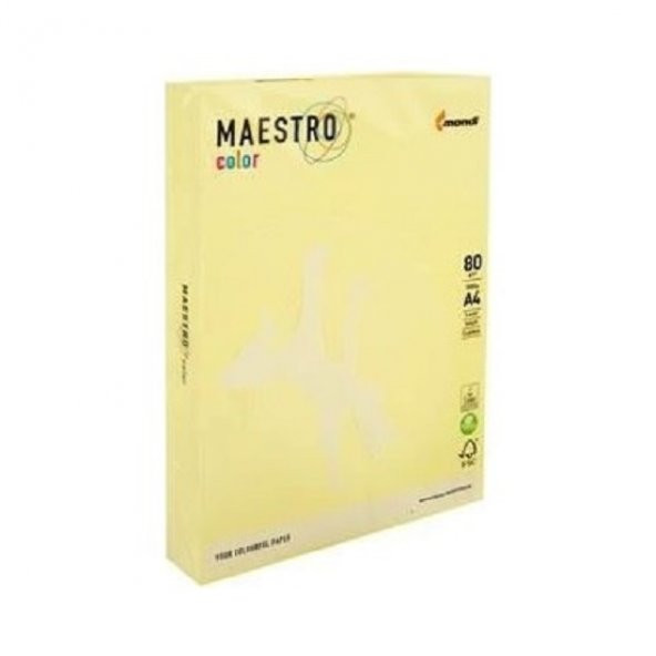 Maestro A4 Renkli Fotokopi Kağıdı Sarı Ye23 80Gr 5 Paket 1 Koli
