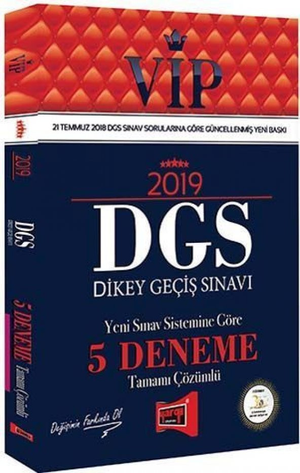 Yargı Yayınları 2019 DGS VİP Yeni Sınav Sistemine Göre Tamamı Çözümlü 5 Deneme