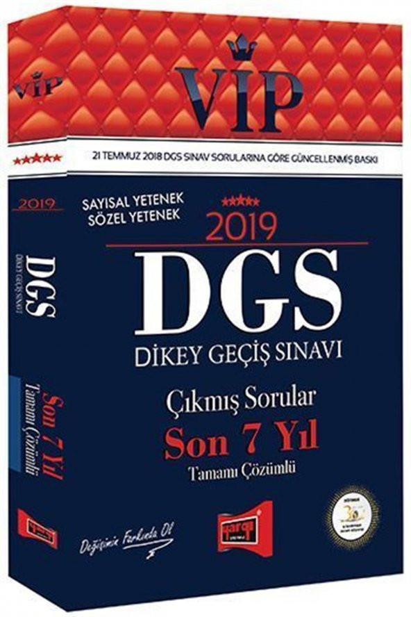 Yargı Yayınları 2019 DGS VIP Sayısal - Sözel Yetenek Son 7 Yıl Tamamı Çözümlü Çıkmış Sorular