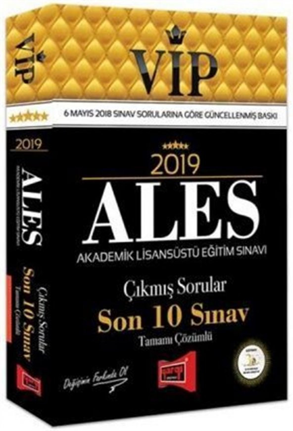 Yargı Yayınları 2019 ALES VİP Tamamı Çözümlü Son 10 Sınav Çıkmış Sorular