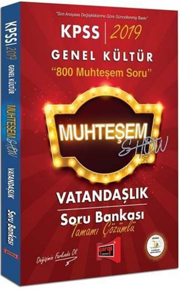 Yargı Yayınları 2019 KPSS Muhteşem Show Vatandaşlık Tamamı Çözümlü Soru Bankası