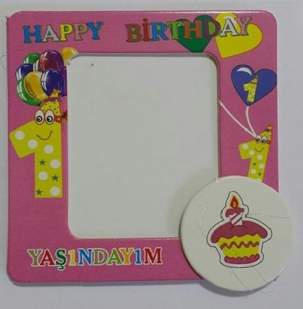 1 Yaş 25li Magnet Çerçeve Pembe Doğum Günü Parti Kız Çocuk